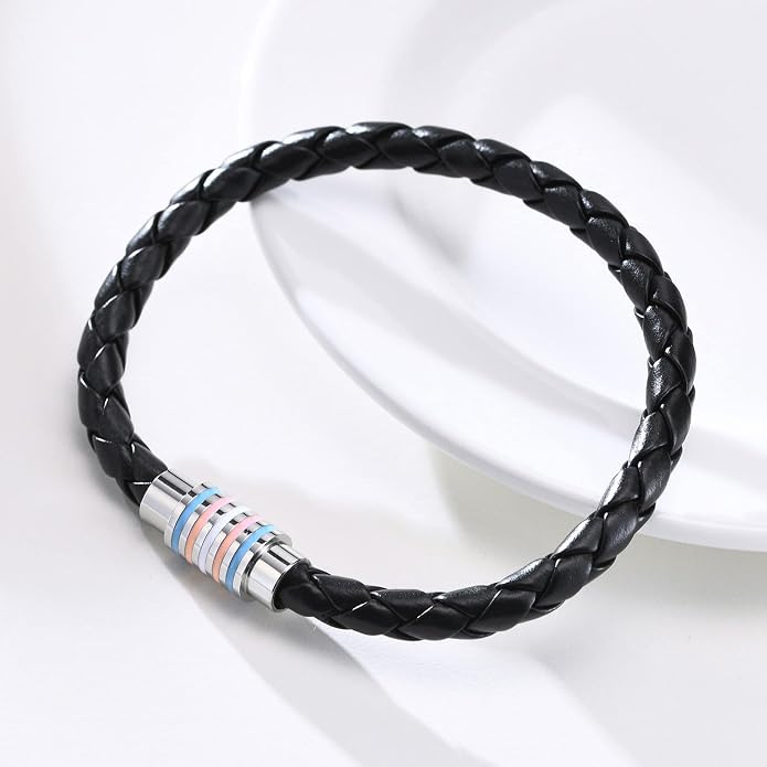 Nanafast Titanium Stainless Steel Rainbow LGBT Pride Bracelet Handmade Braided - Image 4