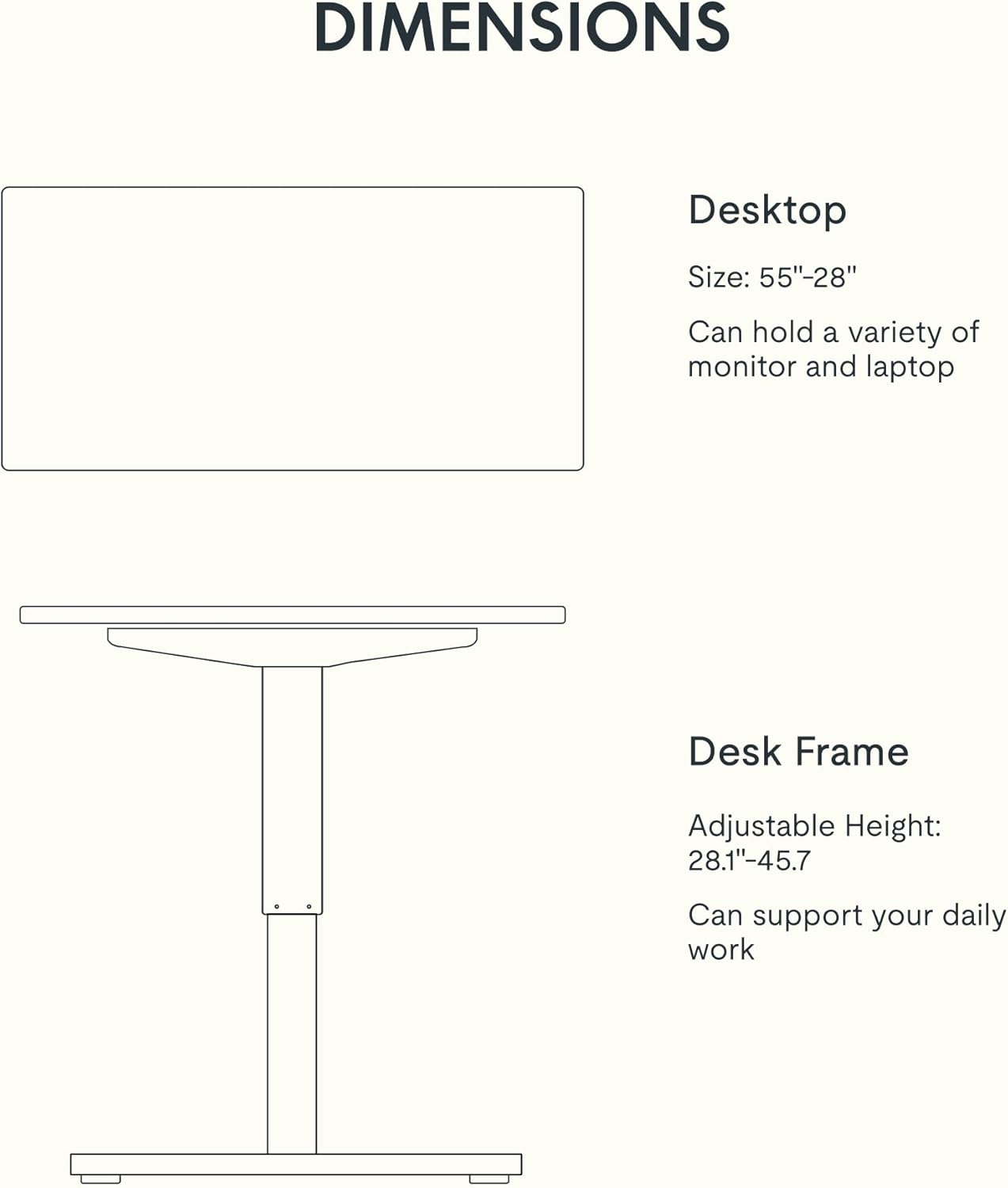 FLEXISPOT EN1 Whole Piece Standing Desk 55 x 28 Inches Stand Up Desk for Workstation and Home Office (Black Frame + Gray Wood Top, 2 Packages)