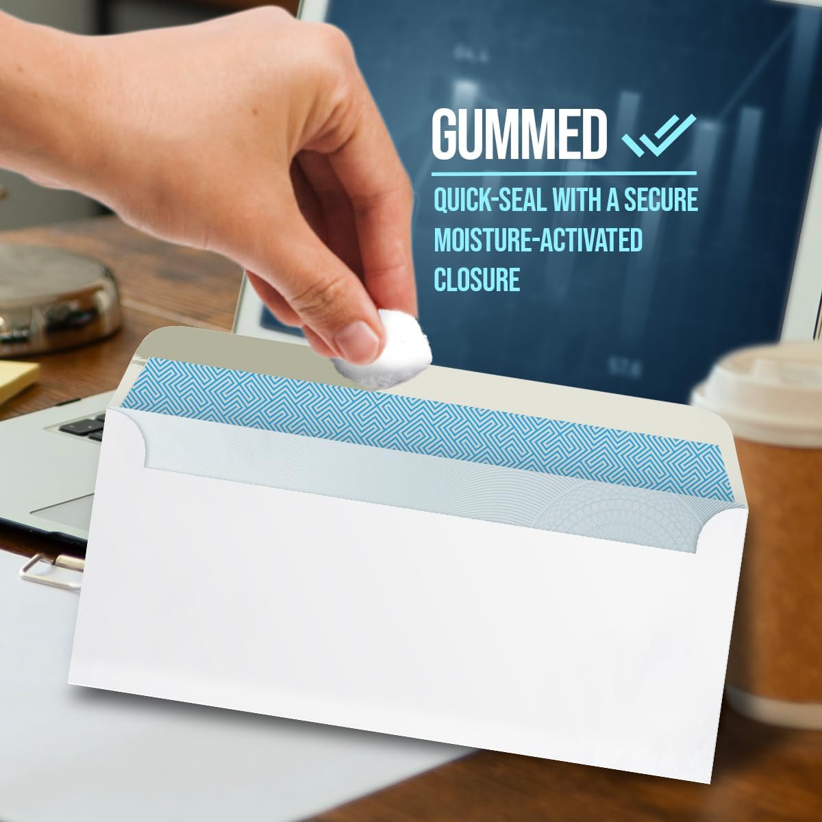 Compuchecks Double Window Envelopes #8 - Gummed, Security Business Mailing Check Envelopes - Tamper Evident, Security Tint - 250 Count – Guaranteed to fit QuickBooks Checks