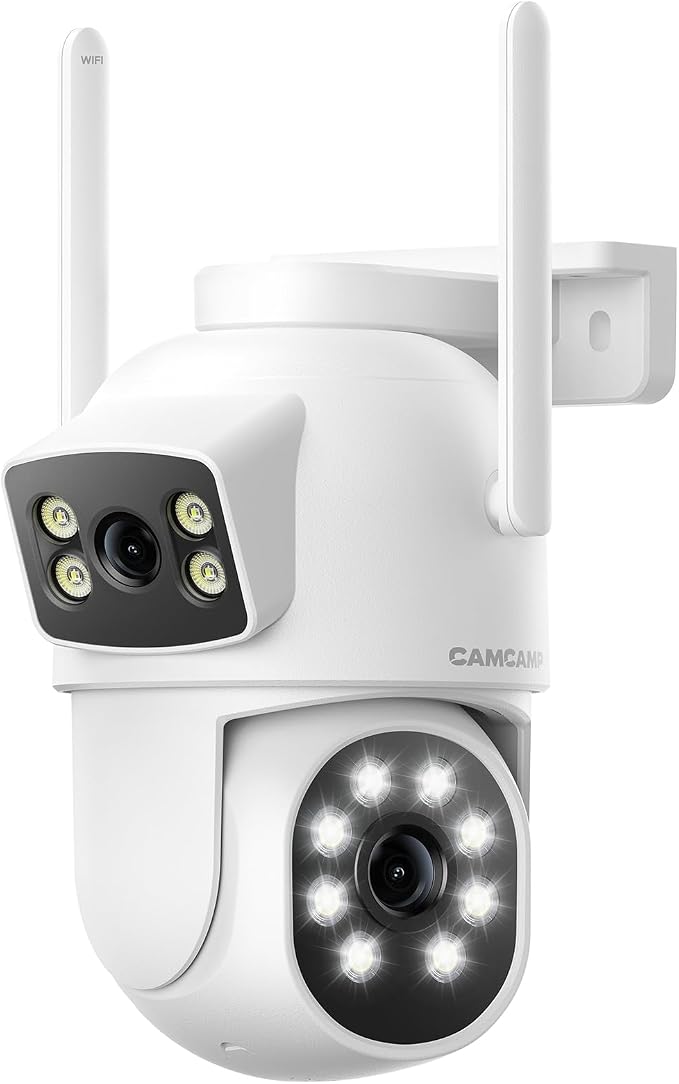 Dual Lens Security Cameras Wireless Outdoor, 2K Full HD Video, 360° View by CAMCAMPSECURITY
