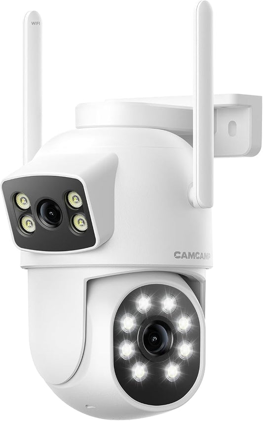 Dual Lens Security Cameras Wireless Outdoor, 2K Full HD Video, 360° View by CAMCAMPSECURITY