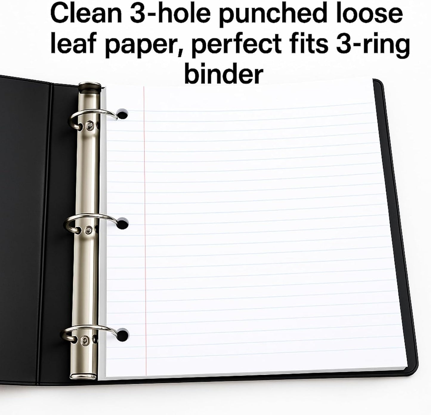 Notebook Paper College Ruled Loose Leaf Paper, Standard 8"x10-1/2",3 Hole Punched Binder Paper For 3 Ring Binder,150 Sheets/Pack, 4 Pack, White, MADE IN USA