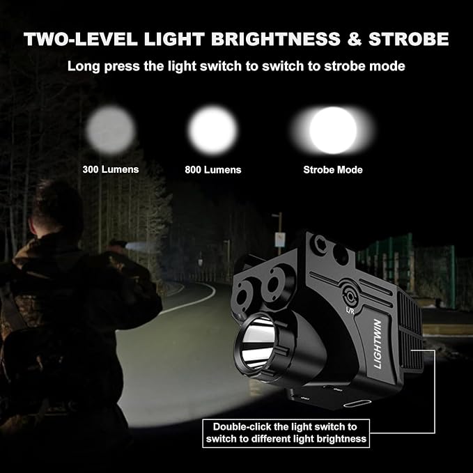 Red Green Purple Blue Laser Light Combo, 800 Lumens Tactical Flashlight Laser - Image 3