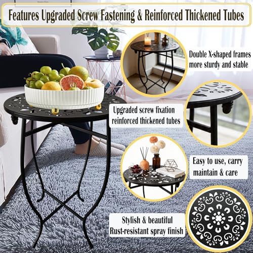 Small Patio Table, 17Inch Height Metal Patio Side Table - Image 4