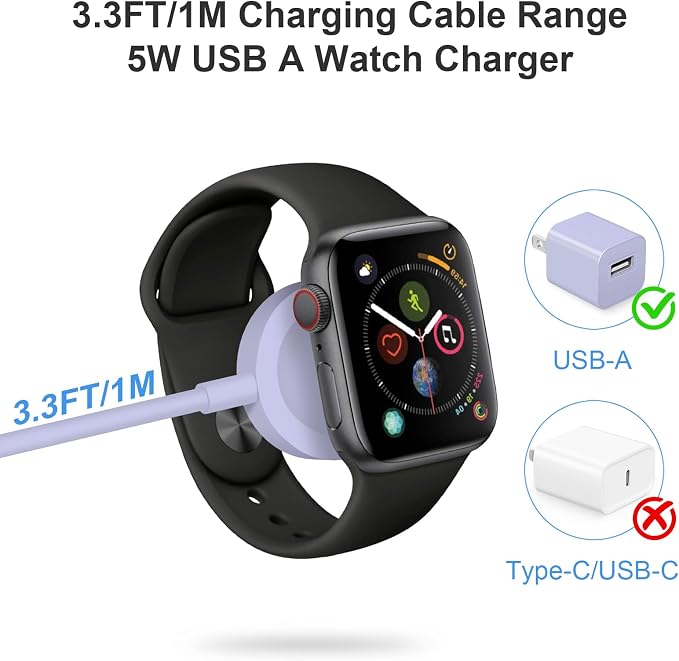 Fast Charger for Apple Watch Charger, Magnetic iWatch Charger to USB A Cable - Image 2