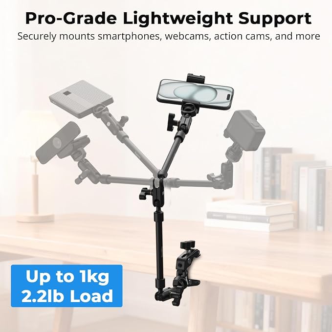 SmallRig 26" Magic Arm with Super Clamp, Overhead Phone Mount, Flexible Desk - Image 3