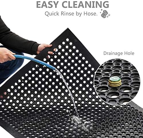 ROVSUN Rubber Floor Mat with Holes, Anti-Fatigue/Non-Slip Drainage Mat - Image 4