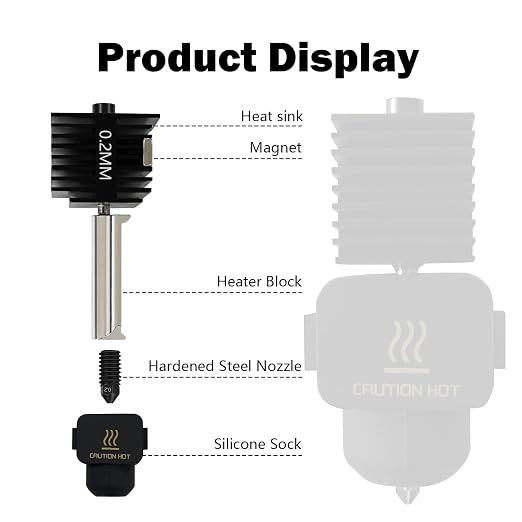 HzdaDeve 4 Pack 0.2MM 0.4MM 0.6MM A1 Mini/A1/A2L Hotend Print Head Hot End Kit - Image 5