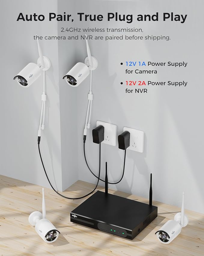 Hiseeu Wireless Pro WiFi Security Camera System, 16CH 4K NVR Kit, Plug-in - Image 2