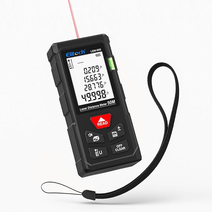 Elitech Laser Measure 165ft, Digital Laser Tape Measure by Elitech