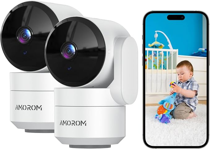 AMOROM Indoor Camera for Home Security 360°, 1080p Pet Cameras by AMOROM