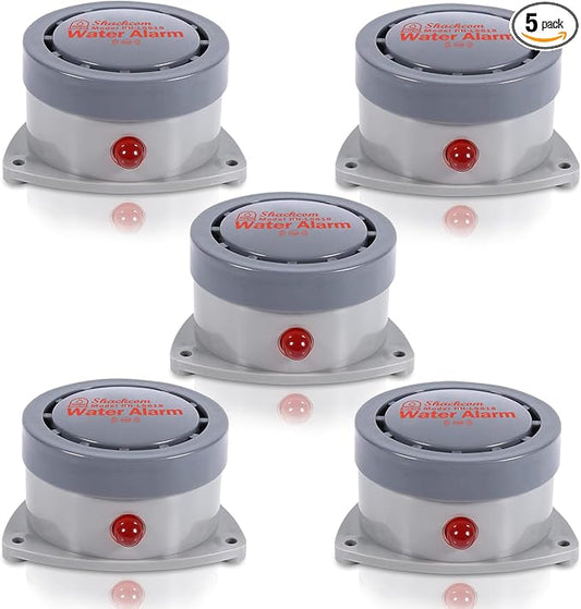 Water Leak Detector 5 Pack, Shackcom Water Alarm 110DB, Waterproof & by Shackcom