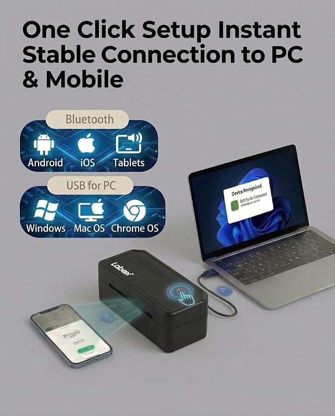 Labeer Bluetooth Thermal Shipping Label Printer, Wireless 4x6 Label Printer - Image 2