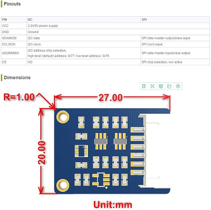 BME280 Temperature Humidity Pressure Sensor Module, 3.3V/5V | BME280 breakout - Image 5