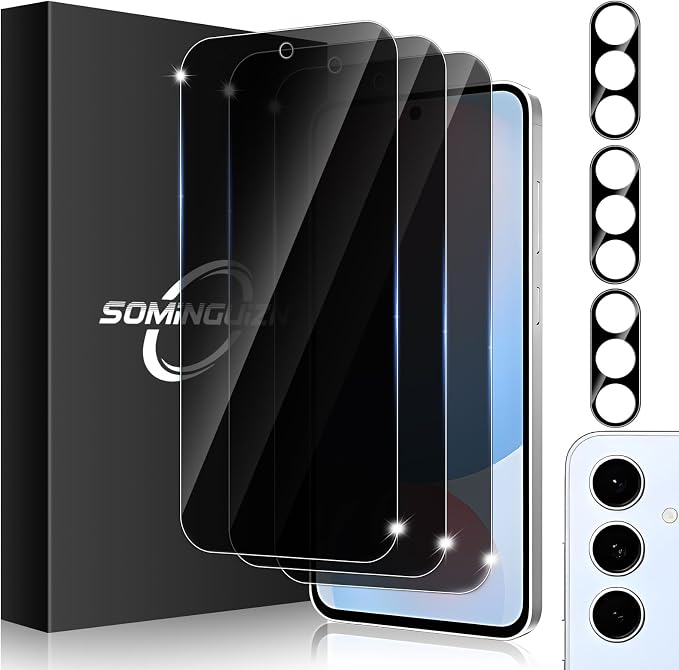 3+3 Pack for Samsung Galaxy S24 FE 5G Privacy Screen Protector & Phone Camera by SOMINGUIZN