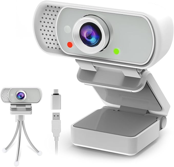 Webcam with Tripod Privacy Shutter: 1080P FHD Web Camera with Mic, Plug & Play by ToLuLu