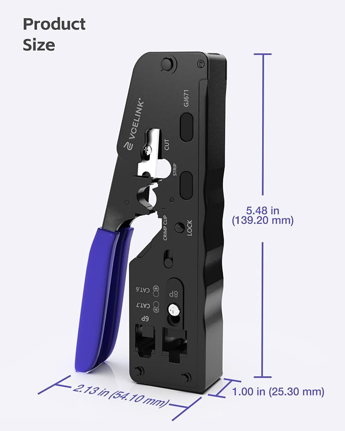 VCELINK RJ45 Crimp Tool, All-In-One Ethernet Pass Through Crimper - Image 6
