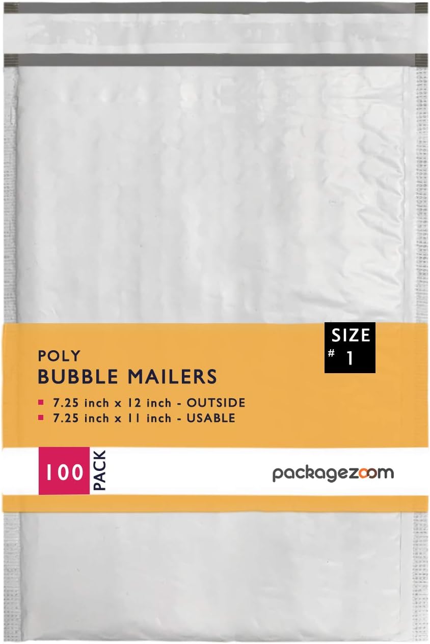 7.25x12 inches Poly Bubble Mailer Self Seal Bubble Shipping Envelopes 2.5 Mil 100 Pack