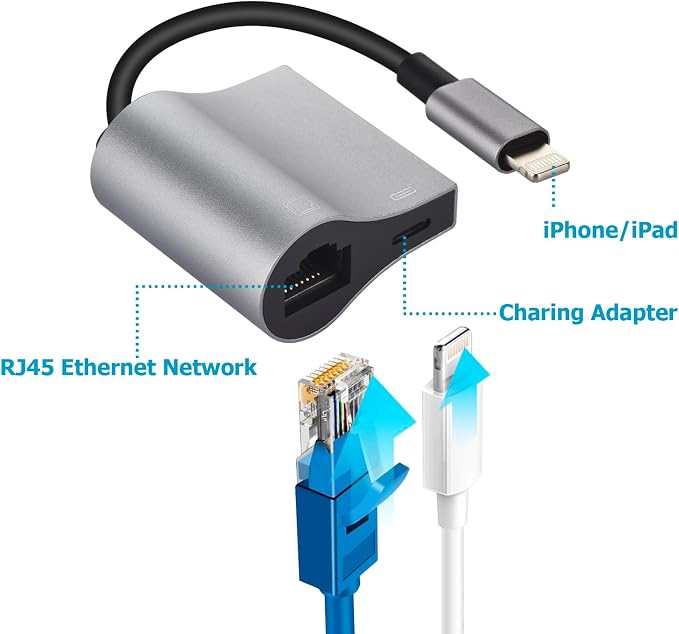 Lightning to RJ45 Ethernet Adapter Network Adapter, Support 10/100Mbps Ethernet - Image 2