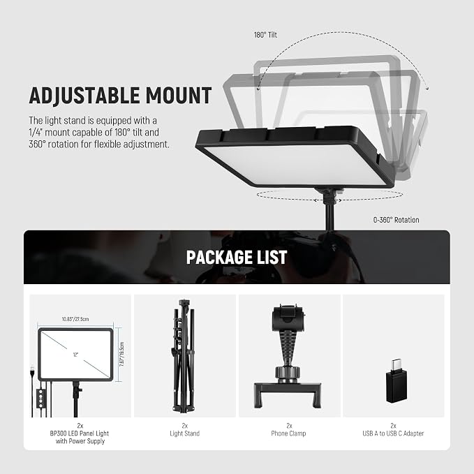 NEEWER Basics 2Pcs LED Video Light Panel - Image 9