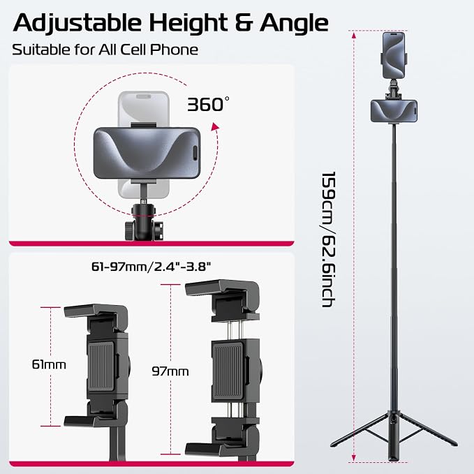 ULANZI MT-70 Extendable Tripod, 360° Rotate Camera Holder - Image 4