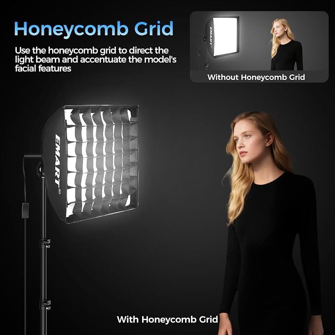 EMART Softbox Photography Lighting Kit, 50W 3000K-6000K LED Bulb - Image 2