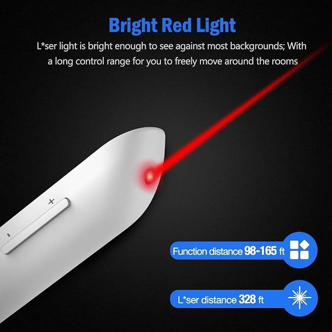 DinoFire White Wireless Presenter, Volume Control Presentation Clicker - Image 4