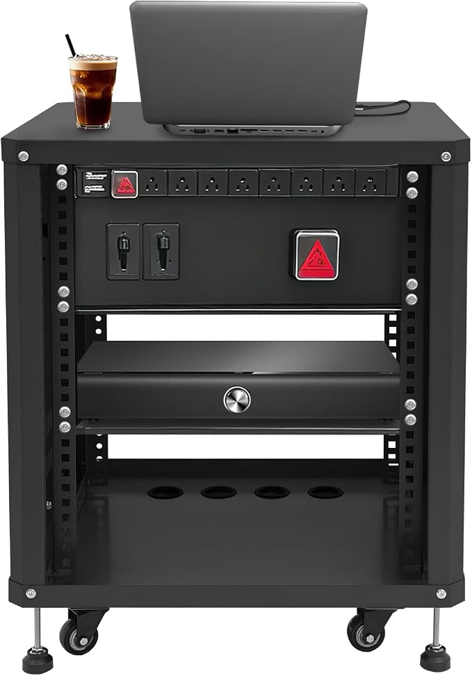 12U Home Audio & Video Stage Stereo Equipment Storage Cabinet Stand On Wheels by EcoTypee