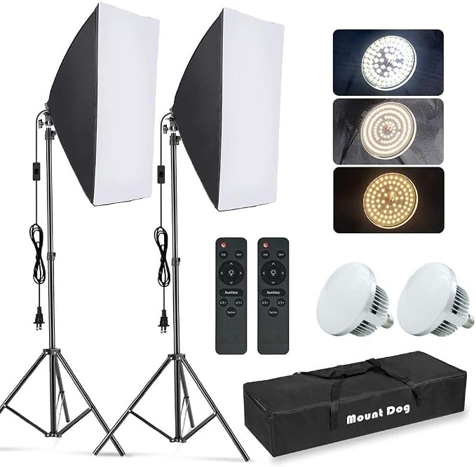 MOUNTDOG Softbox Lighting Kit, 2x19.7"x27.5" Photography Continuous Lighting by MOUNTDOG
