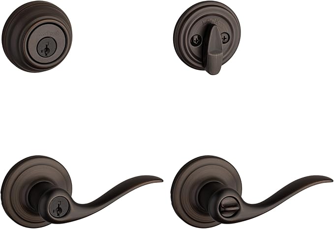 Kwikset 991 Tustin Entry Lever and Single Cylinder Deadbolt Combo Pack by Kwikset