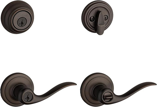 Kwikset 991 Tustin Entry Lever and Single Cylinder Deadbolt Combo Pack by Kwikset