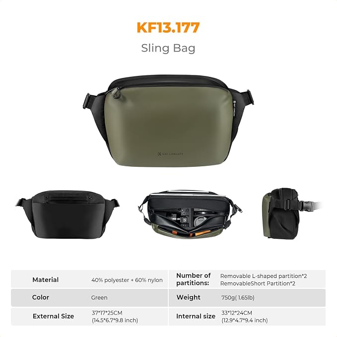 K&F CONCEPT Camera Sling Bag Crossbody Bag Waterproof Camera Shoulder Backpack - Image 7