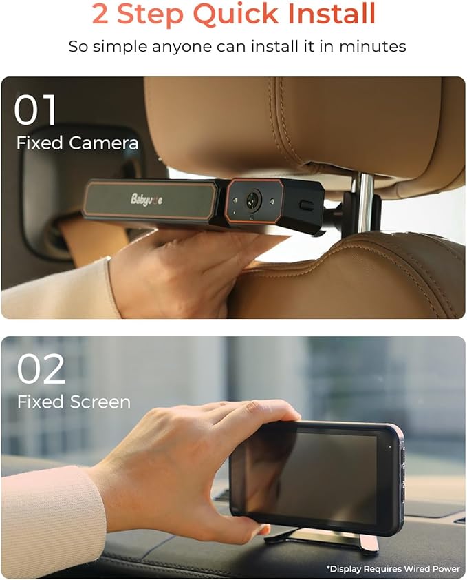 Babyvue BV6 Wireless Baby Car Camera Fast Setup, No Wiring Car Baby Monitor | - Image 6