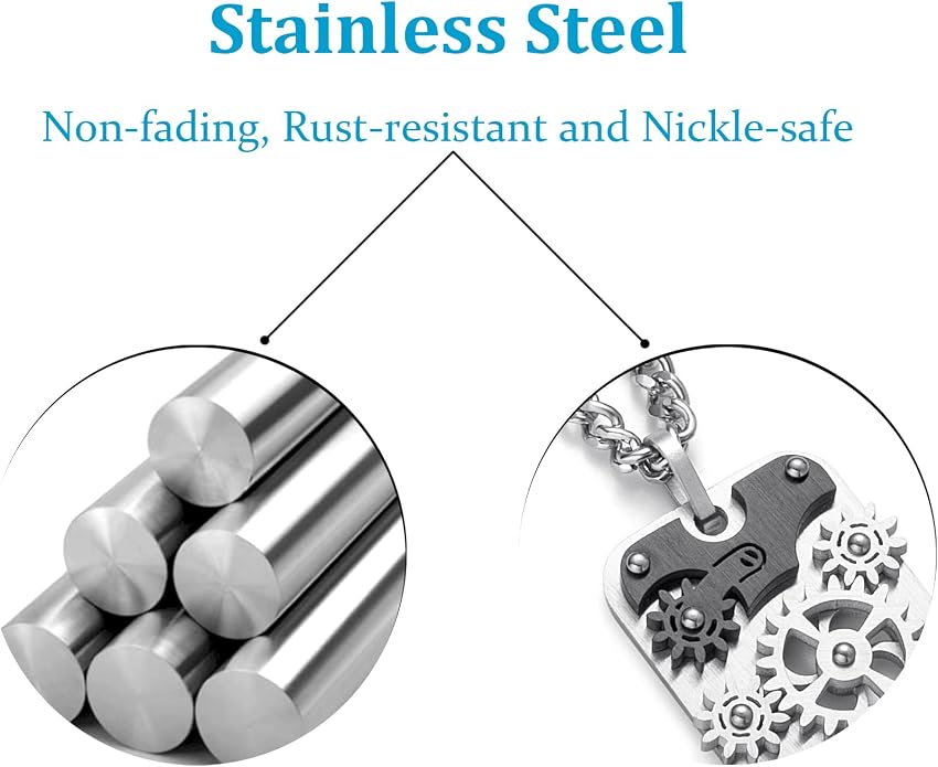 Stainless Steel Mechanical Rotatable Gear Pendant Necklace - Image 4