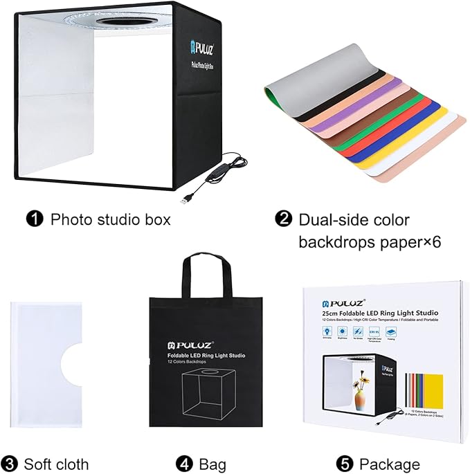 PULUZ 10x10 inch Photo Light Box, Folding Portable Mini lightbox 104PCS LED - Image 9