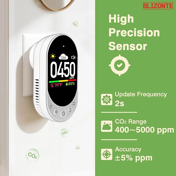Indoor Air Quality Meters Plug-in Wall, 3-in-1 Air Detector, Supports Manual - Image 5