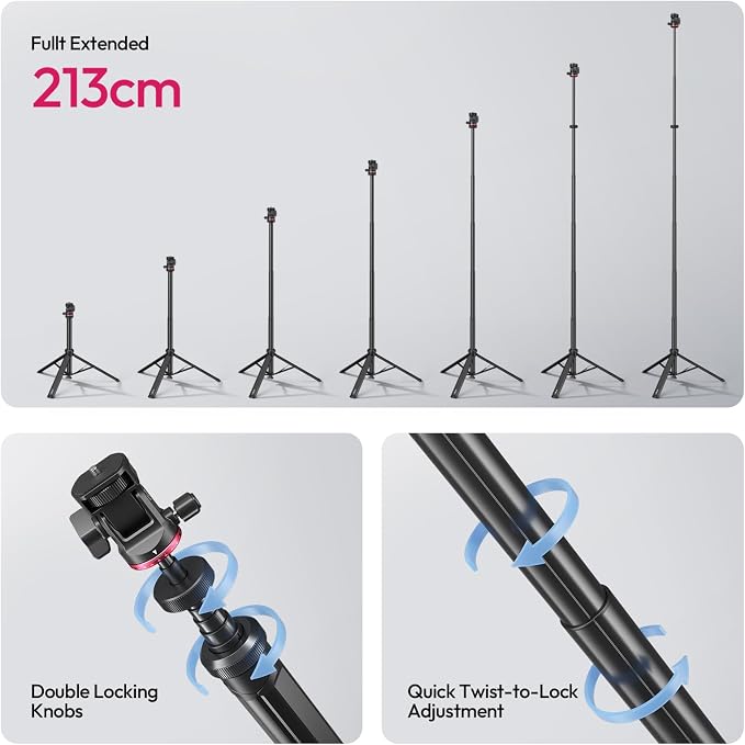 ULANZI MT-80 Aluminum Tripod Stand, 7FT Extendable Camera Phone Tripod - Image 3