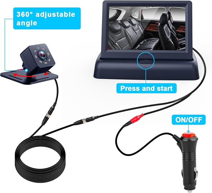 Baby Car Mirror with 4.3'' HD Night Vision Function Display, Safety Car Seat - Image 3