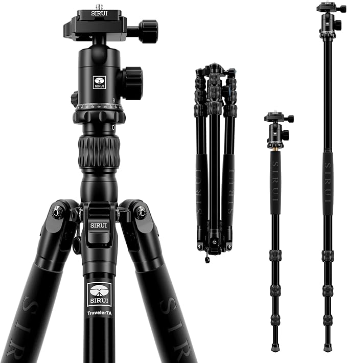 SIRUI Traveler 7A 65.55'' Aluminum Camera Tripod, E-10 Panorama Ball Head and by SIRUI