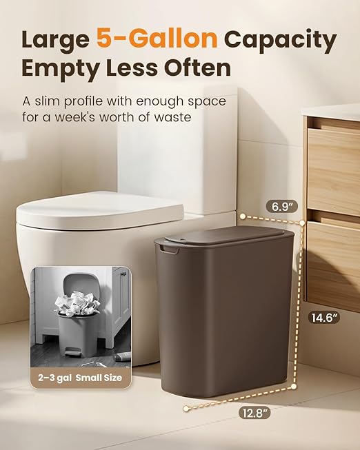 Cesun Bathroom Trash Can with Lid, 5 Gallon Motion Sensor Trash Can, Small - Image 4