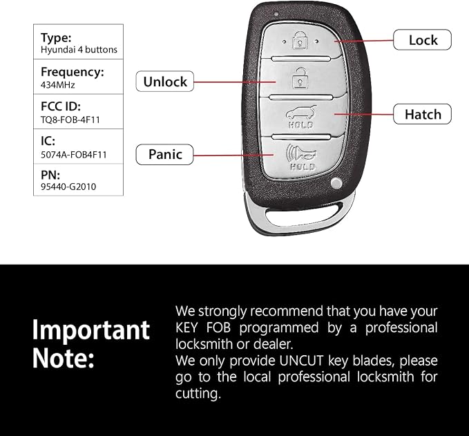 Replacement for 2017 2018 2019 2020 Hyundai Ioniq Hybrid Key Fob Remote Control - Image 3