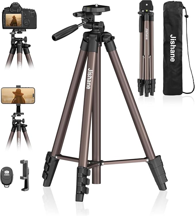71" Camera Tripod, Lightweight Aluminum Phone Tripod by Jishane