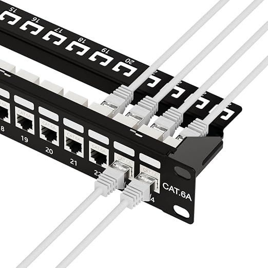 iwillink 10Gbps Patch Panel 24 Port, Shielded RJ45 Through Cat6A Patch Panel by IWILLINK