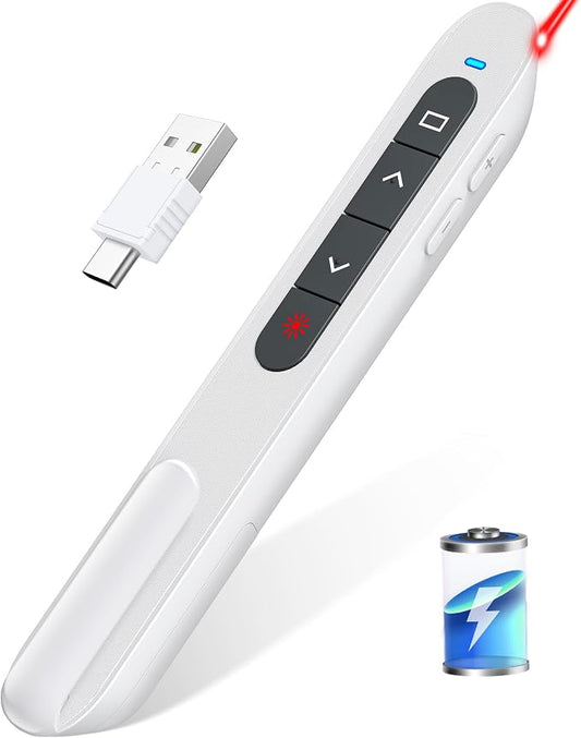 Rechargeable Presentation Clicker USB C Wireless Presenter Remote by DINOSTRIKE