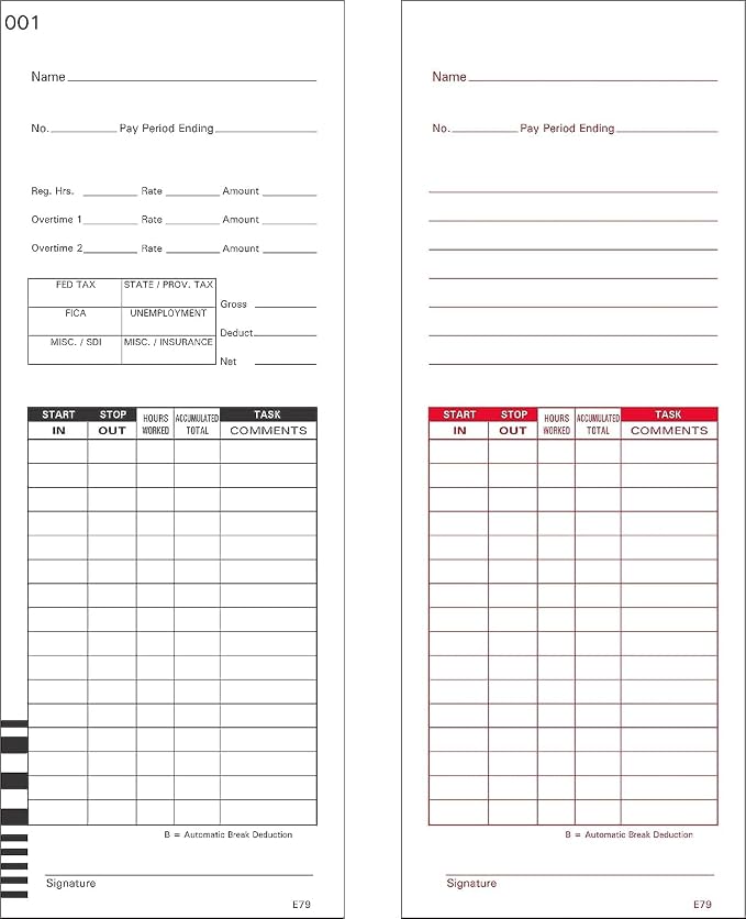 1000 Lathem 7000E and 7500E Time Clock Cards, E79 Compatible by COMPUMATIC