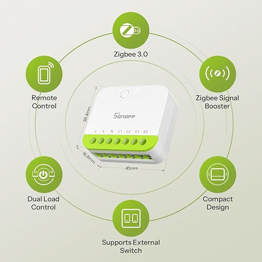 SONOFF MINI Duo 2-Channel Zigbee Smart Switch, Zigbee 3.0, 16A Total Load - Image 3