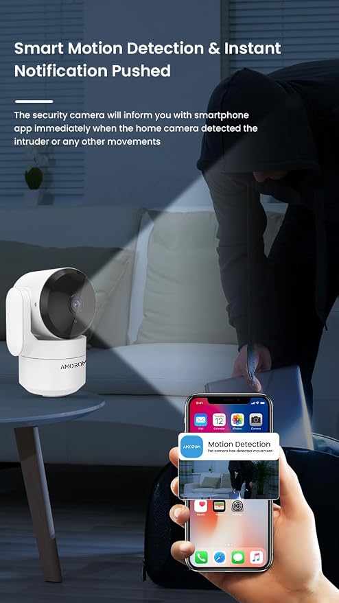 2 Pack Indoor Wired Security Cameras, 360° WiFi Camera - Image 3