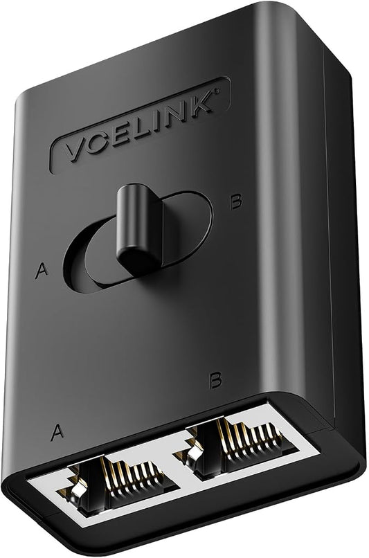 VCELINK 2 Pack RJ45 Network Switch, Ethernet Splitter 2-in 1-Out or 1-in 2-Out by VCELINK