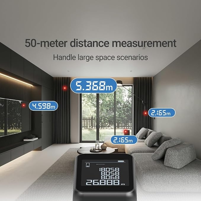 ATuMan LSA Laser Distance Measure, 164Ft/50M Range, ±2mm Precision, Data Storage - Image 7