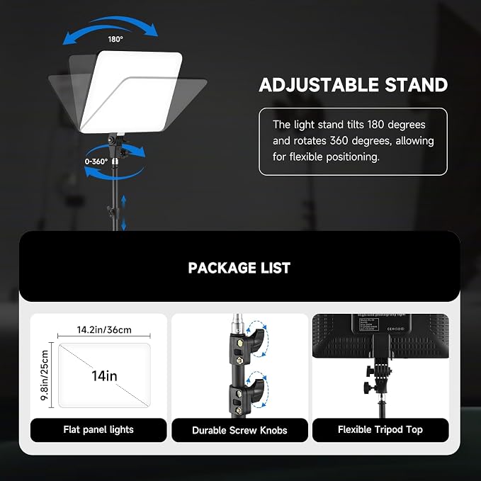 2-Pack LED Video Light Kit, 2700-6500k Dimmable Photography Lighting Kit - Image 5